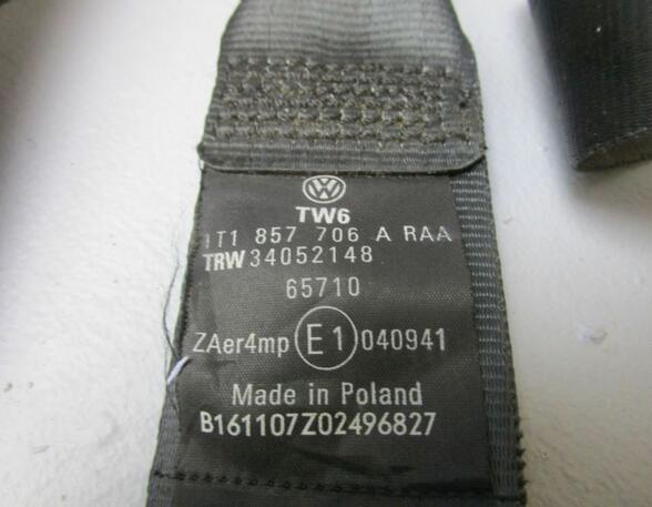 Safety Belts VW Touran (1T1, 1T2), VW Touran (1T3)