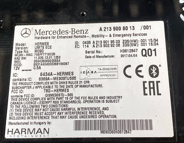 74535 Steuergerät Bluetooth MERCEDES-BENZ A-Klasse (W176) A2139008013