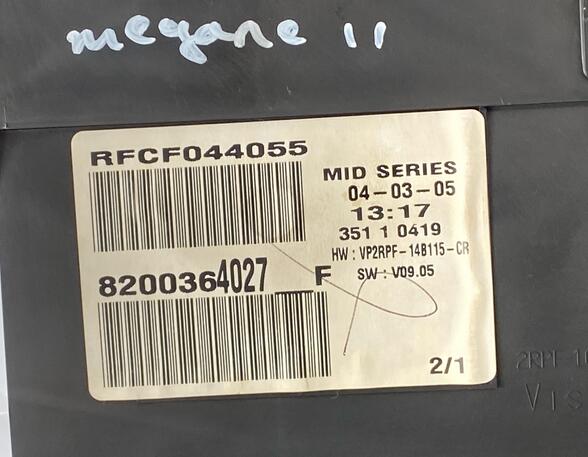 74840 Tachometer RENAULT Megane II Coupe/Cabriolet (M) 8200364027F