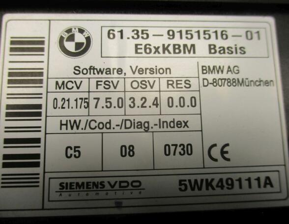 Steuergerät Karosseriemodul BMW 5 (E60) 520D 120 KW
