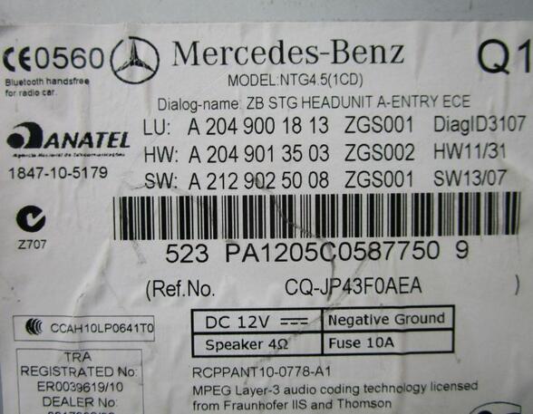 Autonavigatiesysteem MERCEDES-BENZ C-Klasse (W204)