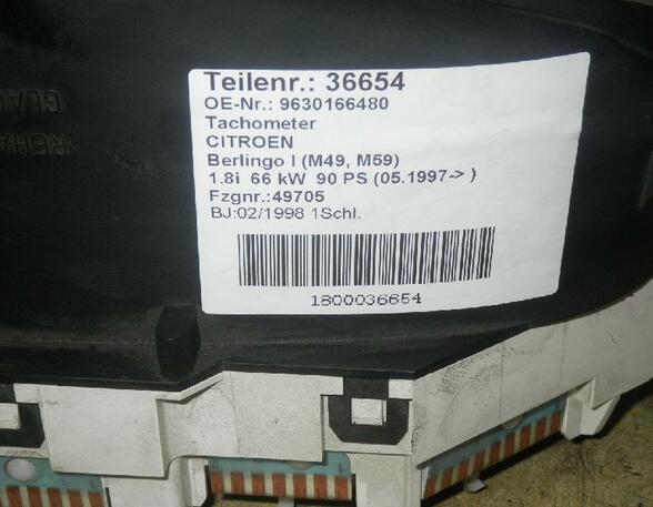 36654 Tachometer CITROEN Berlingo I (MF) 9630166480