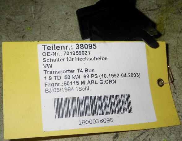 Heated Rear Windscreen Switch VW Transporter IV Bus (70B, 70C, 70J, 70K, 7DB, 7DC, 7DJ, 7DK)