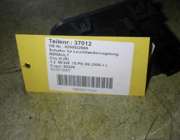 37012 Schalter für Leuchtweitenregelung RENAULT Clio II (B) 8200022569