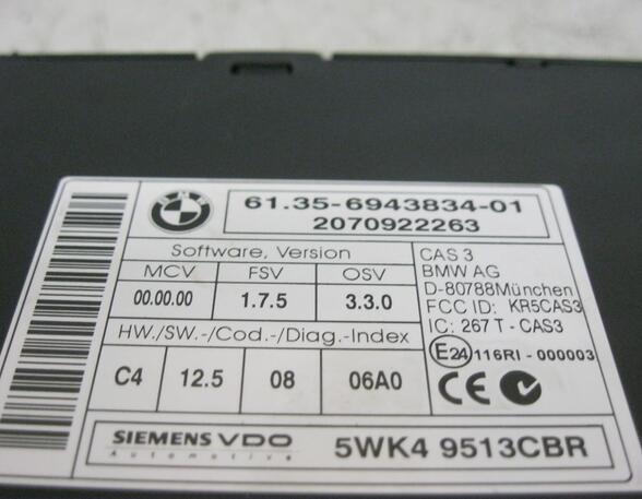 Siemens VDO CAS Steuergerät (Steuergeräte) BMW 5er Diesel (E60/E61) 2993 ccm 170 KW 2005>2007
