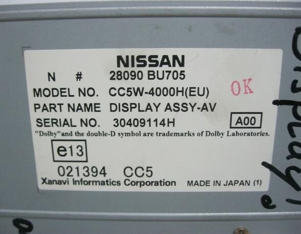 DISPLAY/BILDSCHIRM (Armaturenbrett / Mittelkonsole) Nissan Almera Diesel (V10) 2184 ccm 100 KW 2003>2005