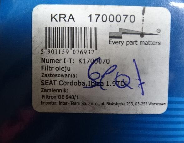 Oil Filter SEAT Cordoba (6K1, 6K2) K1700070