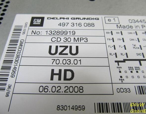 Radio/CD-Wechsler-Kombination  OPEL CORSA D 1.2 59 KW