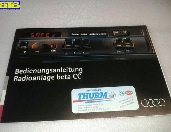 Bedienungsanleitung Radioanlage Audi betaCC Autoradio Kassettenradio AUDI A4 (8D2  B5) 1.6 74 KW