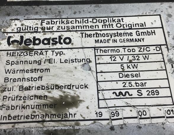 Parking Heater MERCEDES-BENZ A-Klasse (W168)