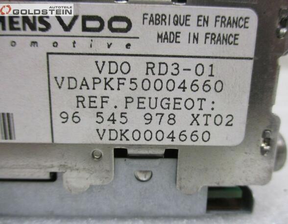 CD-Radio code nicht vorhanden PEUGEOT 1007 (KM_) 1.4 HDI 50 KW