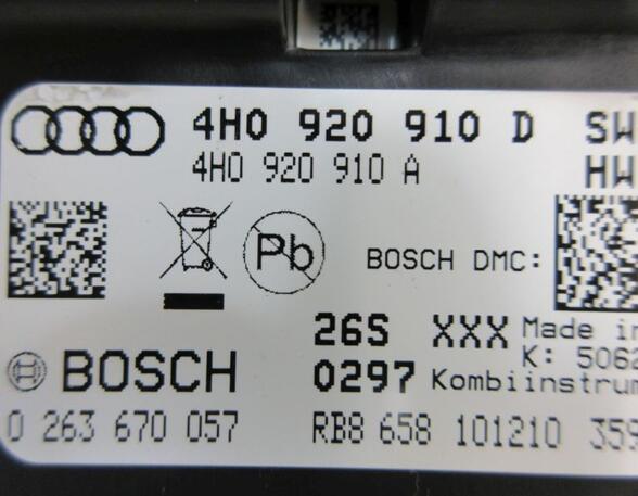 Tachometer Kombiinstrument US Version MP/H KM/H AUDI A8L  (4H_) 3.0 TDI QUATTRO RHD LANG 184 KW