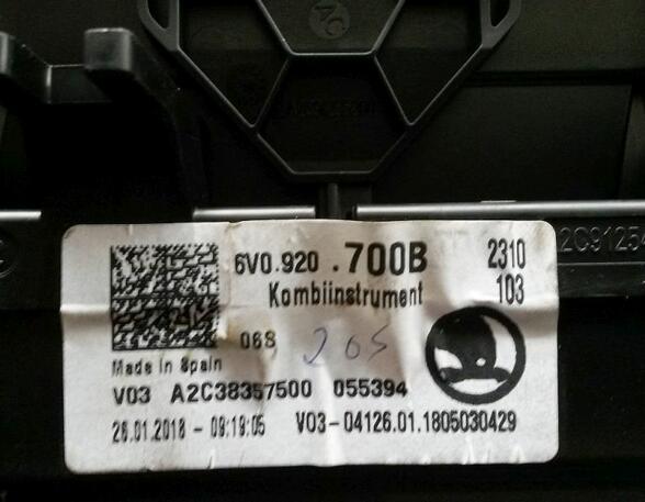 Tachometer Kombiinstrument SKODA FABIA (NJ3) 1.0 ACTIVE 44 KW