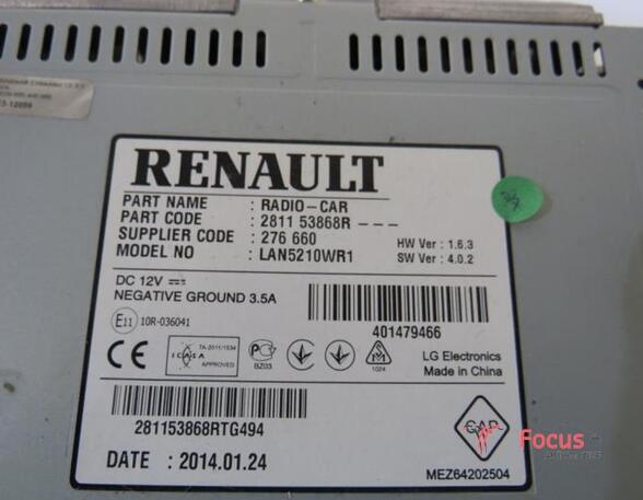 Navigation System RENAULT Clio IV (BH), RENAULT Captur I (H5, J5), RENAULT Clio III (BR0/1, CR0/1)