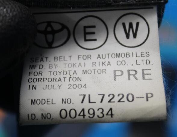 Safety Belts TOYOTA Prius Liftback (W2)