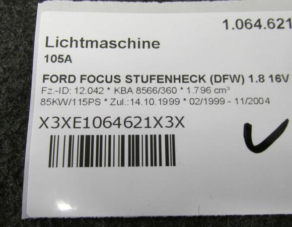 Lichtmaschine 105A FORD FOCUS STUFENHECK (DFW) 1.8 16V 85 KW