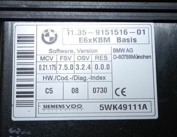 Steuergerät Karosseriemodul BMW 5 (E60) 530D 173 KW