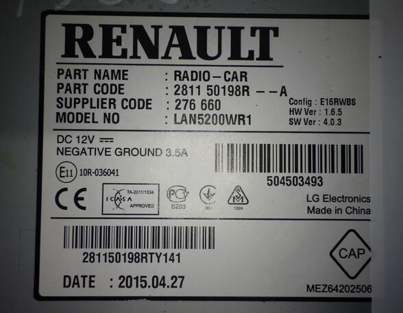 Radio RENAULT Captur I (H5, J5), RENAULT Clio IV (BH)