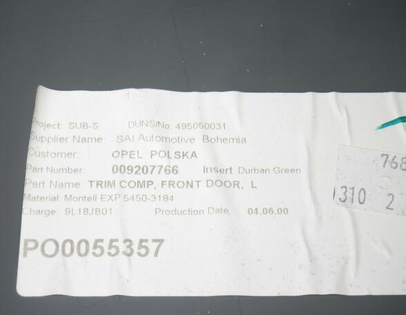 Door Card (Door Panel) OPEL Agila (A) (A H00)