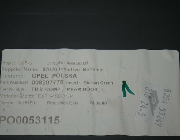 Door Card (Door Panel) OPEL Agila (A) (A H00)