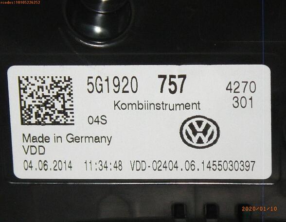 Instrumentenkombination VW Golf VII (5G1, BQ1, BE1, BE2)   km
