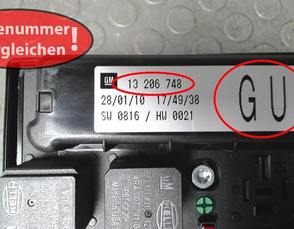 SICHERUNGSKASTEN ZENTRALELEKTRIK / UEC ( ENTHEIRATET )  (Motorelektrik) Opel Astra Benzin (H) 1796 ccm 103 KW 2006>2010