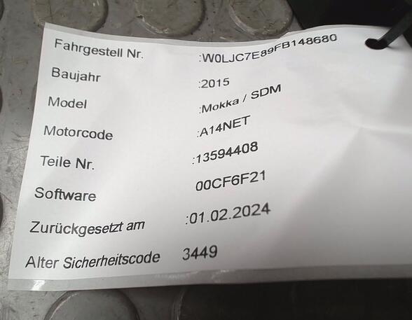 STEUERGERÄT AIRBAG/ AIRBAGSTEUERGERÄT ( ENTHEIRATET )  (Sicherheitselektronik) Opel Mokka Benzin (J-A) 1364 ccm 103 KW 2013>2016