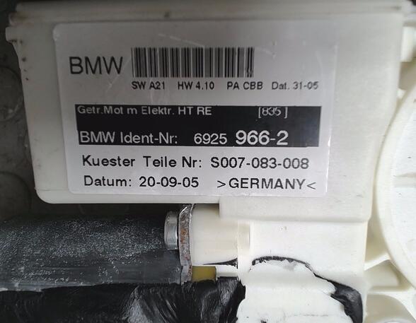 FENSTERHEBER ELEKTRISCH HINTEN RECHTS  (Tür hinten) BMW X 3 Diesel (E83) 2993 ccm 160 KW 2005>2006