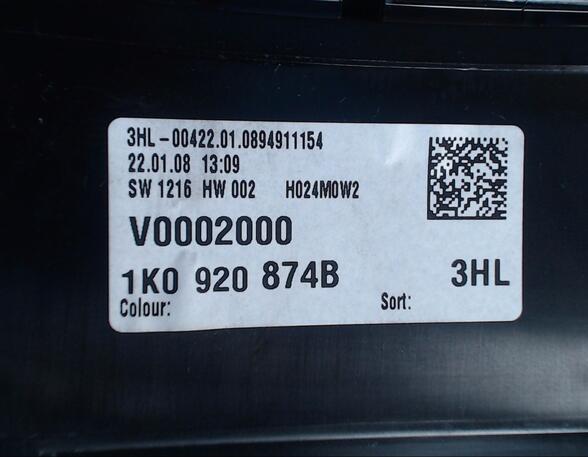 TACHOEINHEIT (Armaturenbrett / Mittelkonsole) VW Golf Diesel (1K/1KP/5M/1KM) 1896 ccm 77 KW 2007>2009