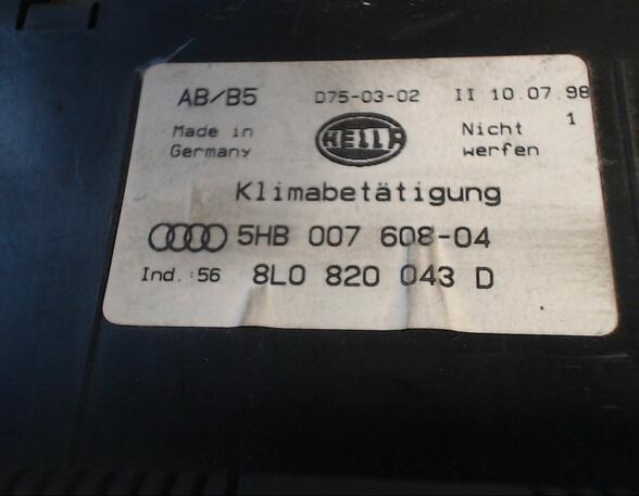 HEIZUNGSBETÄTIGUNG (Armaturenbrett / Mittelkonsole) Audi Audi A3 Benzin (8L) 1595 ccm 74 KW 1996>2000