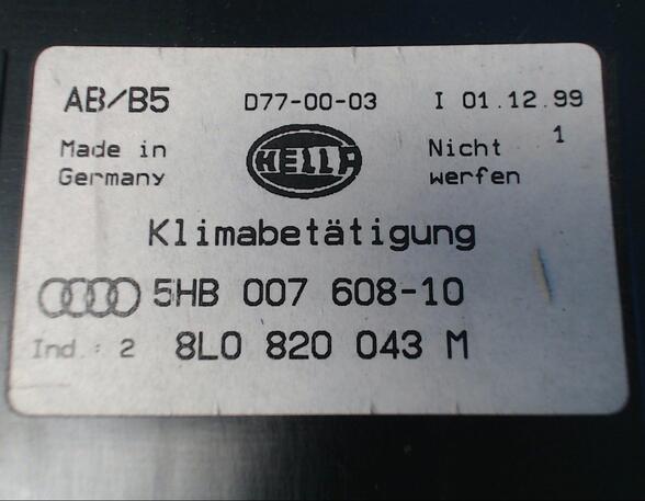 HEIZUNGSBETÄTIGUNG (Armaturenbrett / Mittelkonsole) Audi Audi A3 Benzin (8L) 1781 ccm 92 KW 1996>2000