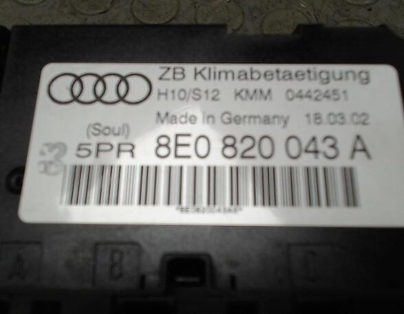 HEIZUNGSBETÄTIGUNG  (Armaturenbrett / Mittelkonsole) Audi Audi A4 Diesel (8E/8H/QB6) 2496 ccm 114 KW 2001>2002