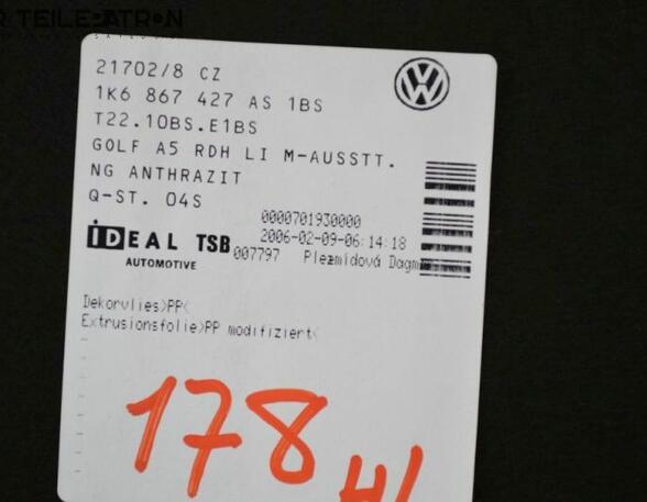Kofferruimte Covering VW Golf V (1K1)