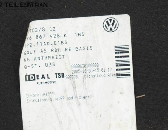 Kofferruimte Covering VW Golf V (1K1)