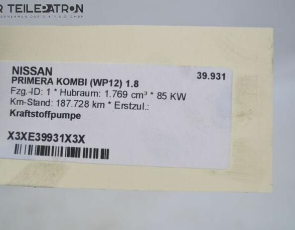 Kraftstoffpumpe  NISSAN PRIMERA KOMBI (WP12) 1.8 85 KW