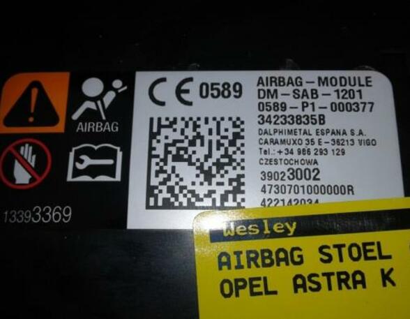 Side Airbag OPEL Astra K (B16), OPEL Astra K Sports Tourer (B16)