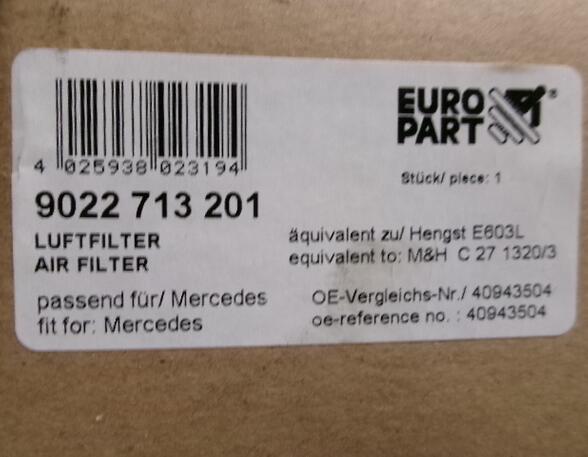 Luchtfilter Mercedes-Benz AXOR 2 9022713201 C271320/3 E603L MB 0040943504