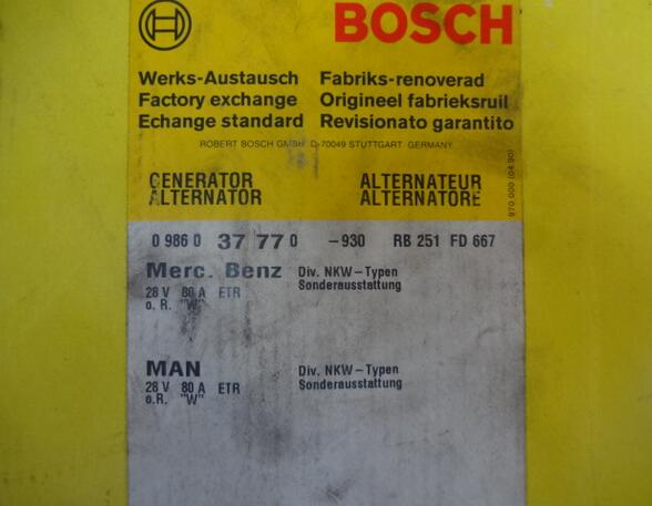 Lichtmaschine (Generator) Bosch 0986037770 Mercedes 0081544502 MAN 51261017192 Mercedes-Benz SK Gebraucht