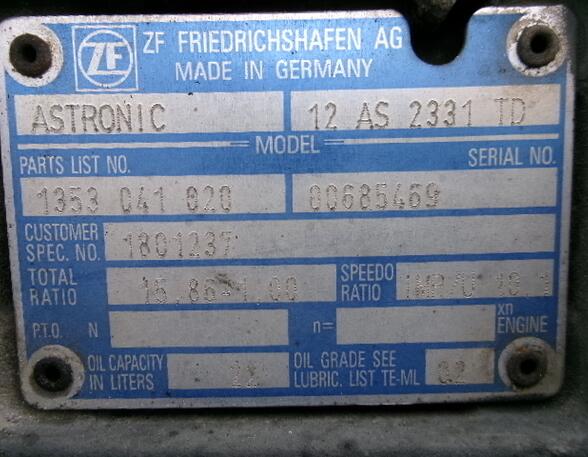 Automatic Transmission for DAF XF 105 ZF12AS2131TD DAF 1801237