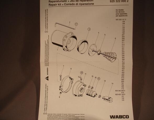 Brake Master Cylinder Mercedes-Benz Actros Repsatz A0025864242 A0184203718