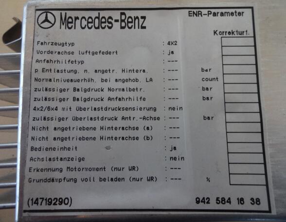 Regeleenheid luchtvering Mercedes-Benz Actros ECAS ENR Parameter A9425841638 Wabco 006458