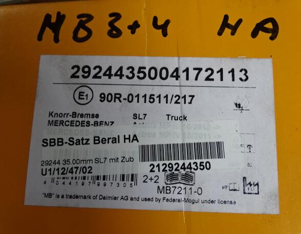 Bremsbelagsatz Scheibenbremse für Mercedes-Benz Actros MP 3 Beral 90R-011511/217 2924435004172113 A0064201520
