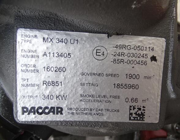 Motor voor DAF XF 105 Paccar 460 PS DAF MX340U1 MX340 Euro 5 MX 340 U1