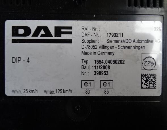 Kombi Instrument (Instrumentenkombination, Schalttafeleinsatz) DAF XF 105 Tacho DAF 1793211 Euro5