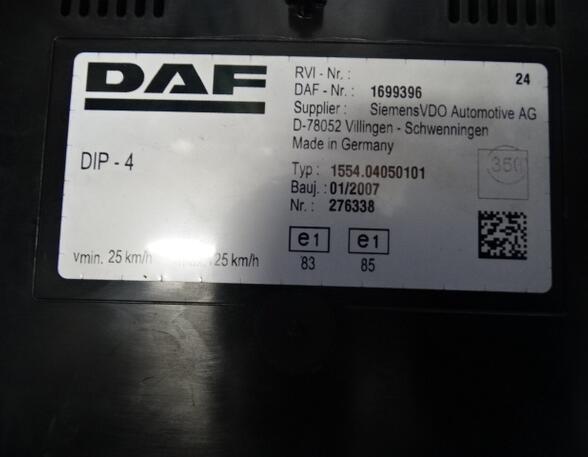 Kombi Instrument (Instrumentenkombination, Schalttafeleinsatz) DAF 85 CF DAF 1699396 DAF Tacho Typ 155404050101