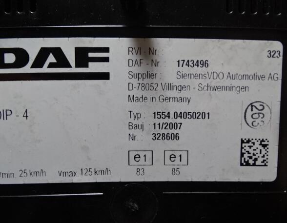 Aanwijsinstrument DAF XF 105 Tacho 1743496 Drehzahlmesser Bordcomputer 1639208 1675614