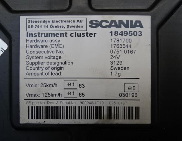 Kombi Instrument (Instrumentenkombination, Schalttafeleinsatz) Scania P - series 1849503 Tacho Bordcomputer 1849503 1498975 1728037