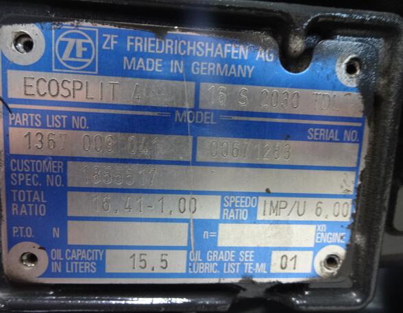 Manual Transmission DAF XF 105 ZF16S2030TDL DAF 1855517 ZF 16S 2030 Ecosplit 4