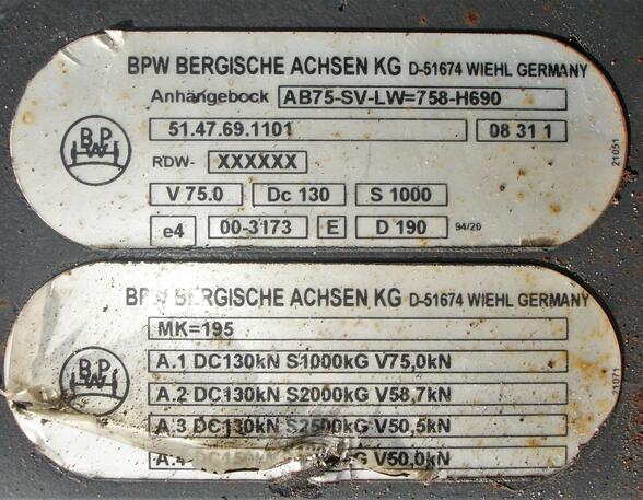 Anhängerkupplung (Anhängevorrichtung) Mercedes-Benz Actros MP 3 BPW AB75 AHK Rockinger inkl. Traverse BPW 5147691101